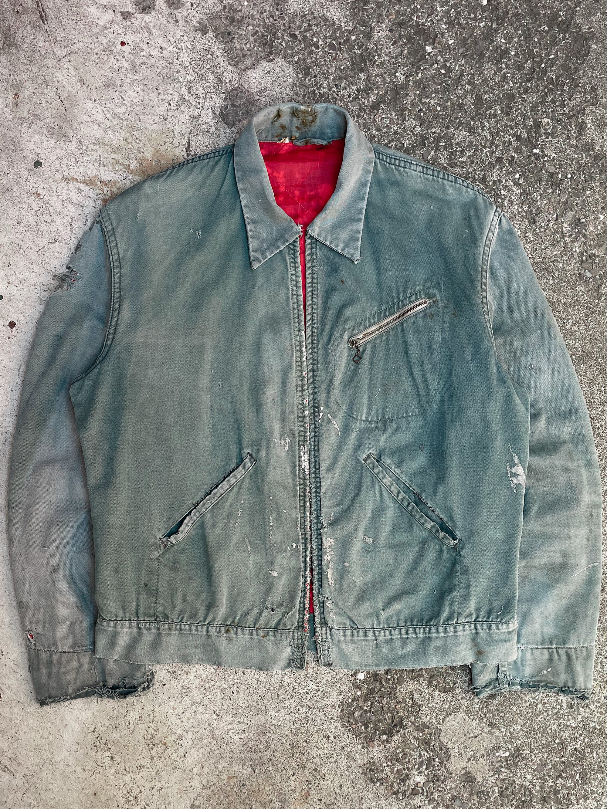 1950s/60s Thrashed Sun Faded Lined Work Jacket