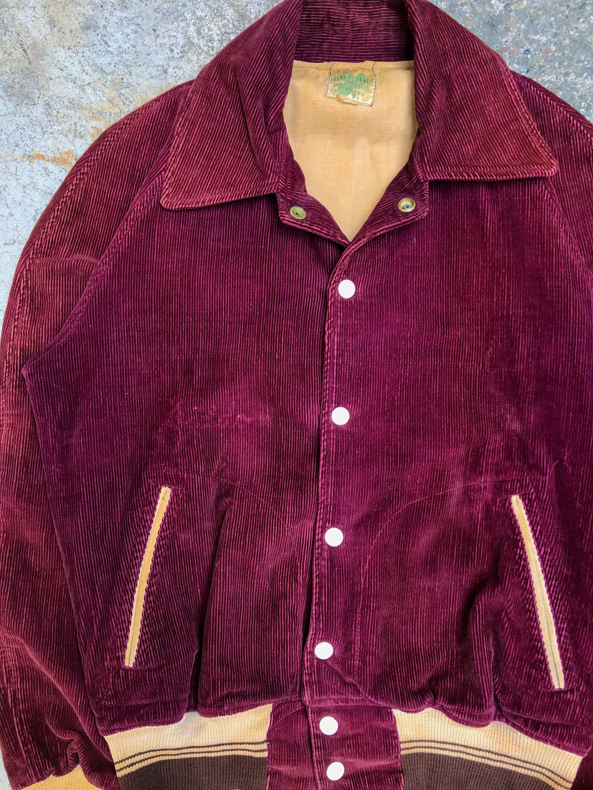 1950s Maroon Corduroy Chain Stitch “Caledonia” Varsity Jacket