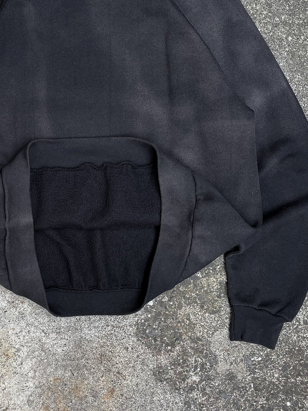 1990s Sun Faded Black Blank Raglan Sweatshirt