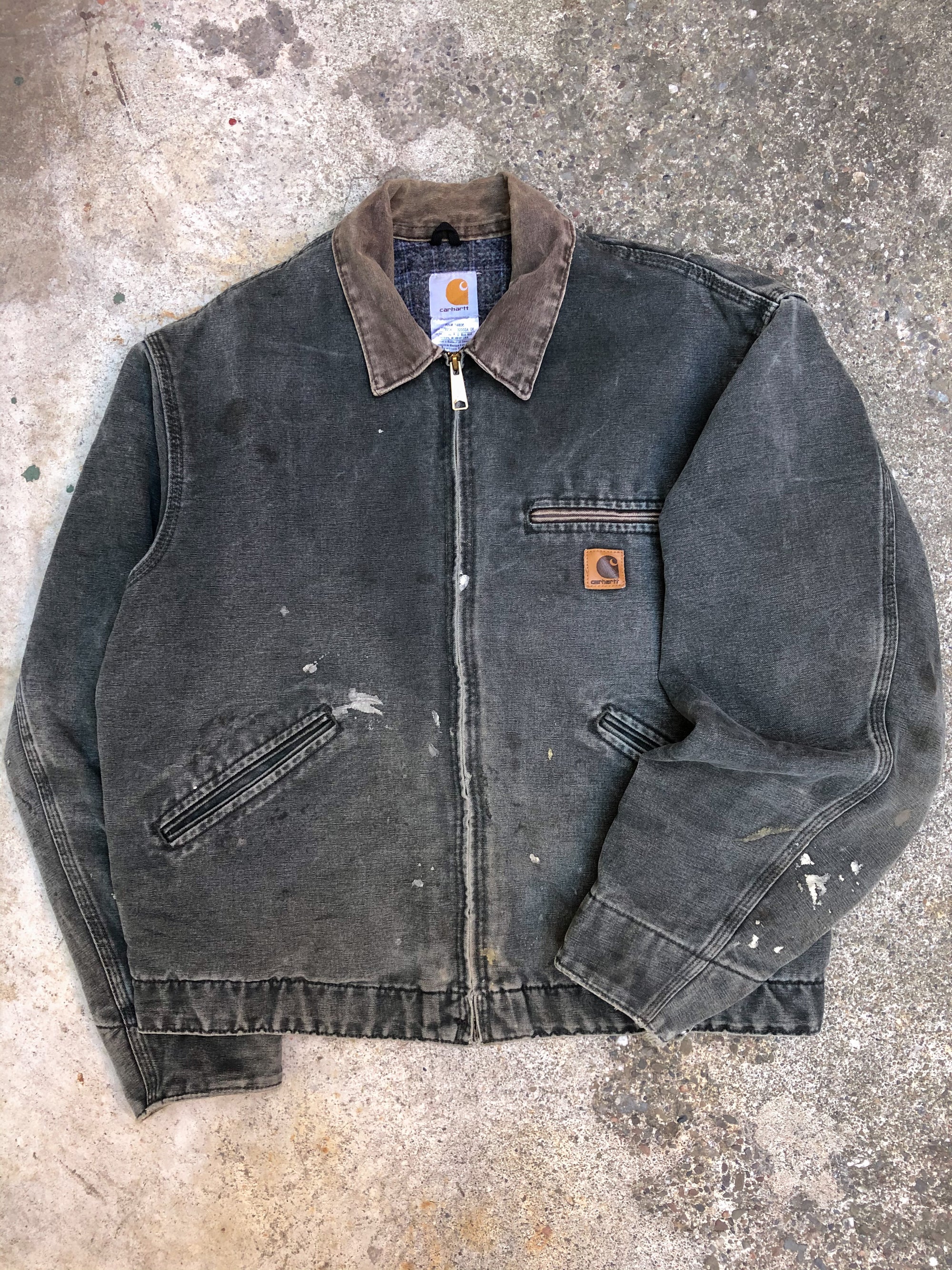 1990s Carhartt Faded Moss Green Lined Work Jacket (L)