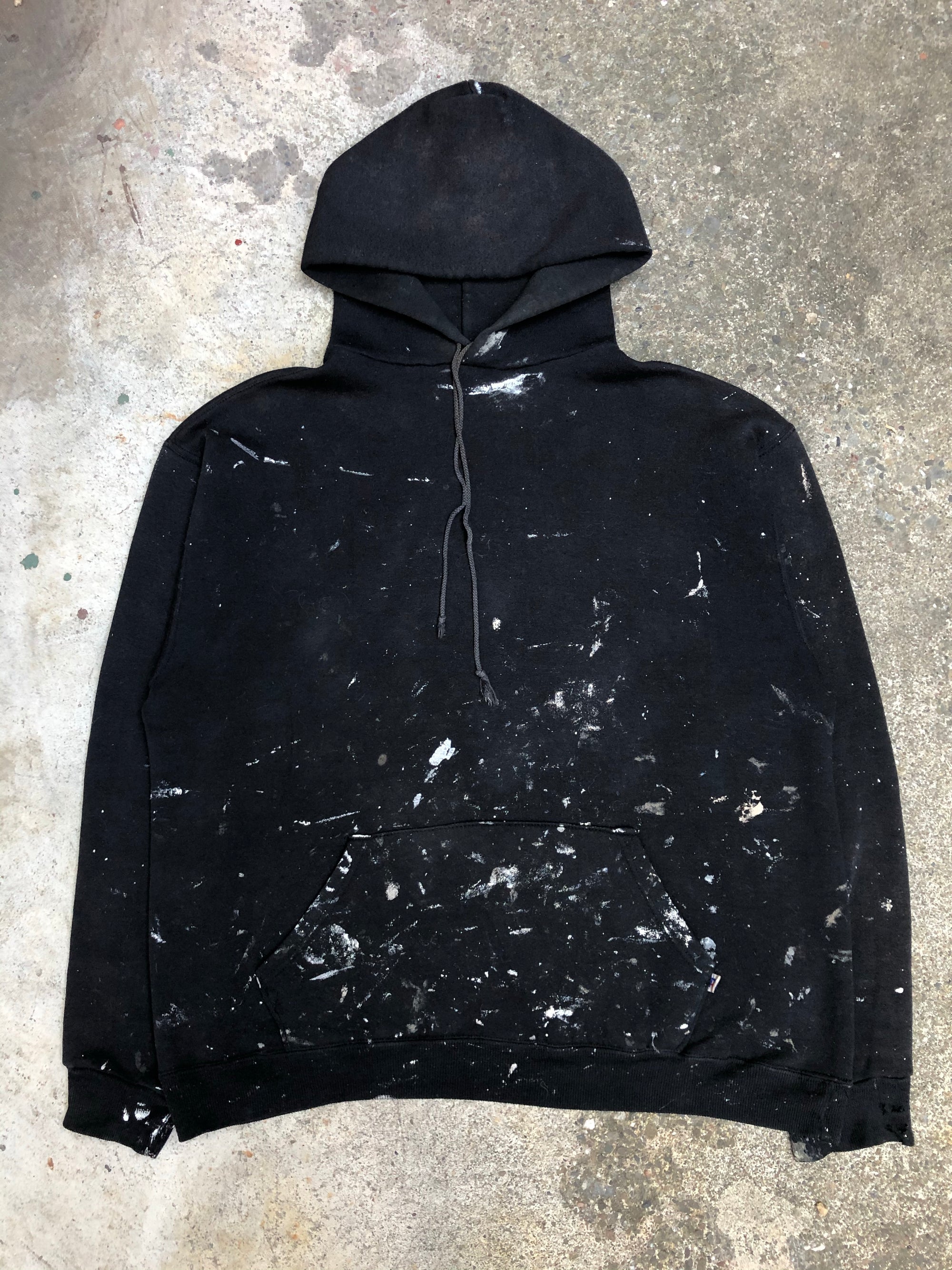 1980s Russell Faded Black Painted “Rod and Reel Club” Hoodie