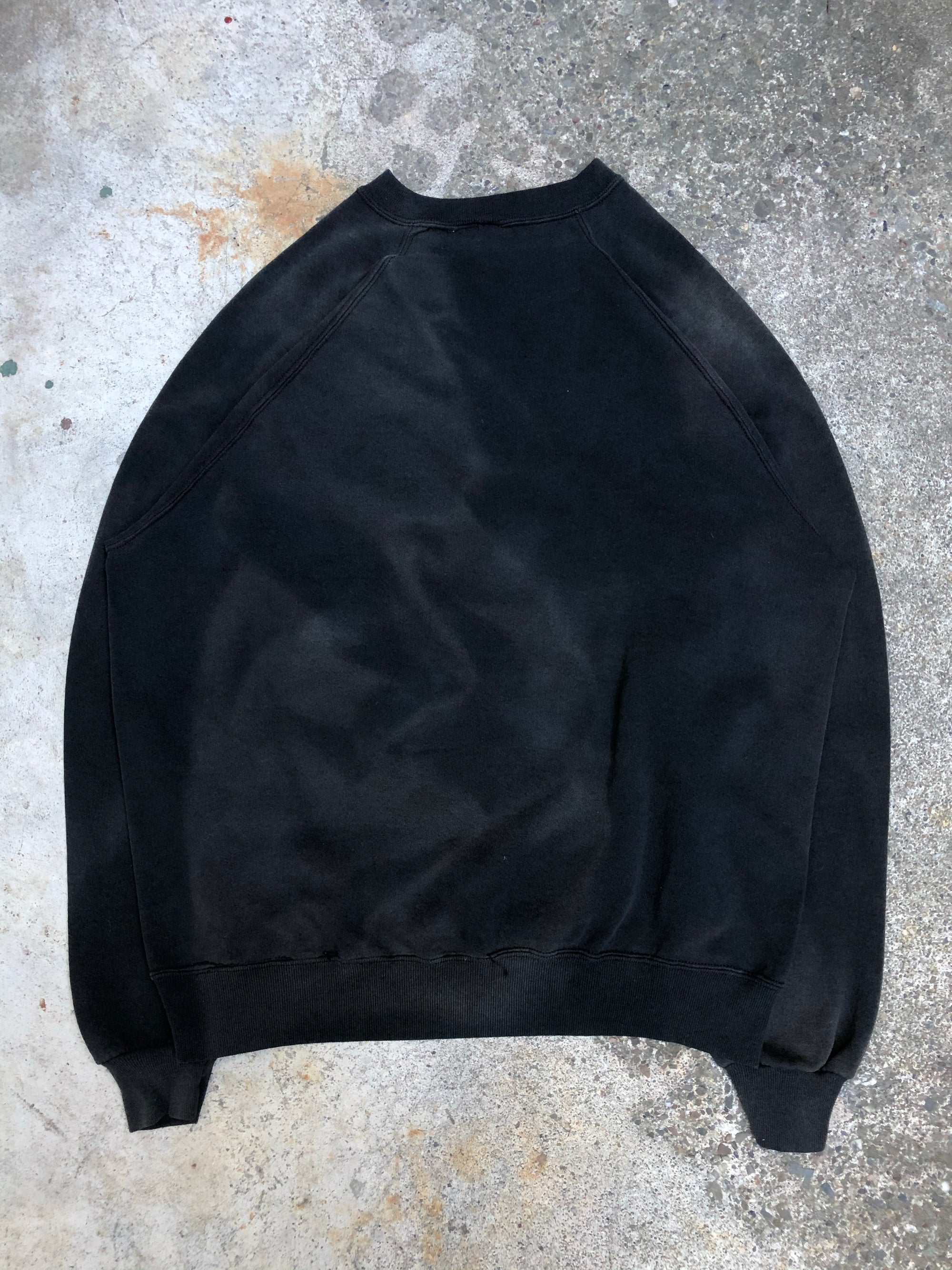 1980s Sun Faded Black Blank Raglan Sweatshirt