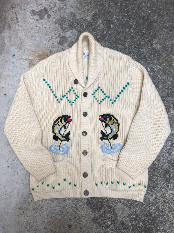 1960s “Fishing” Knit Cowichan Cardigan