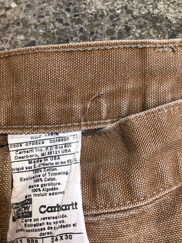 Carhartt B01 Tan Double Front Knee Work Pants (33X29)