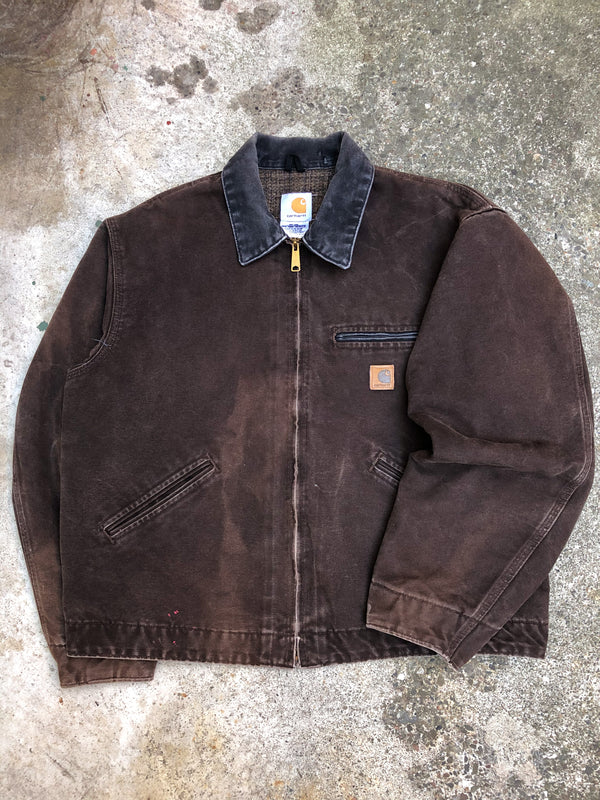 1990s Carhartt Faded Dark Brown Lined Work Jacket (XL)