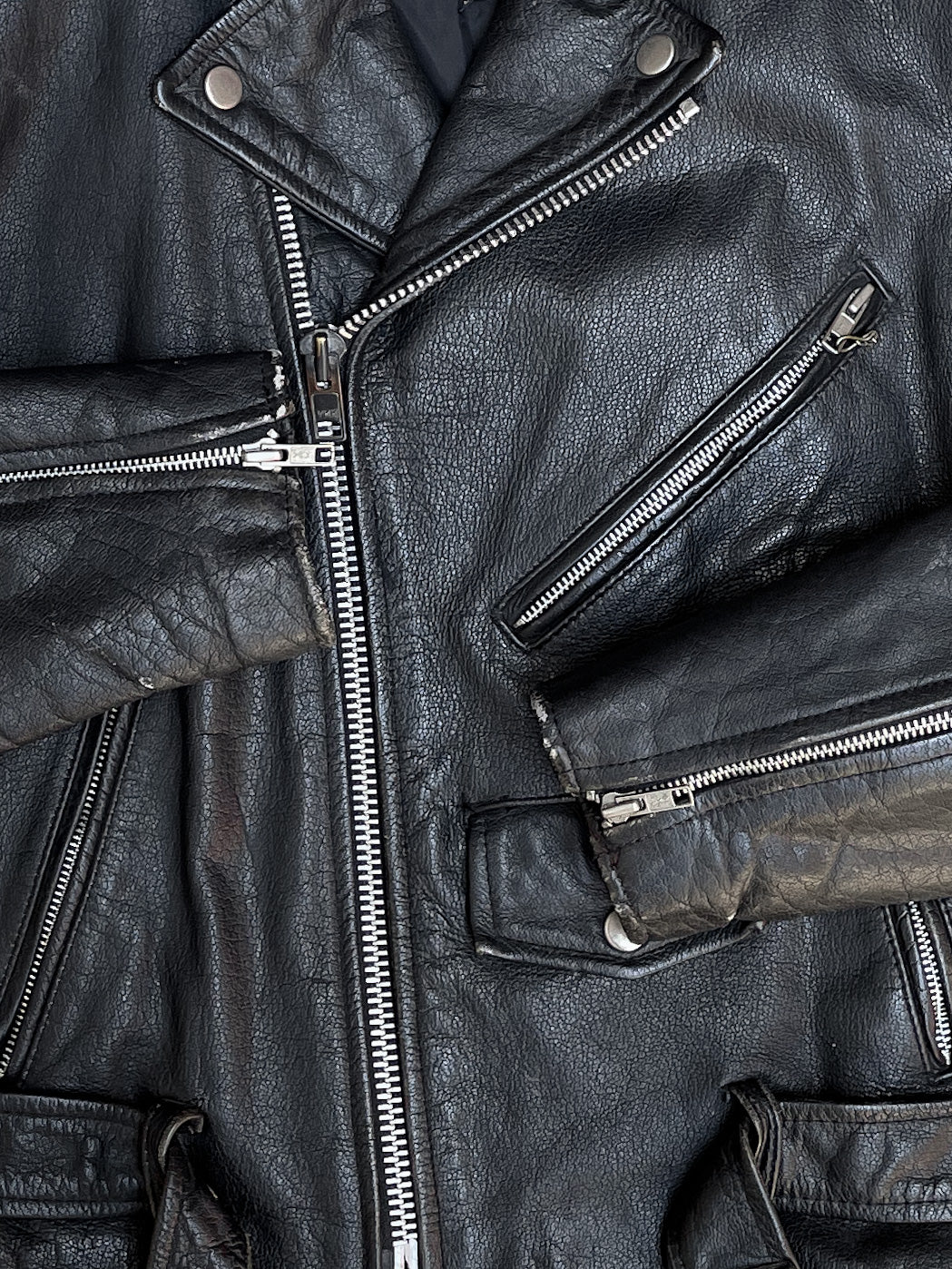 1980s “The Wanderers” Painted Black Leather Biker Jacket