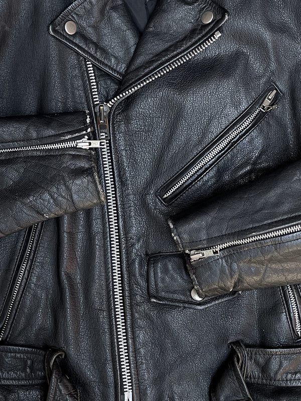 1980s “The Wanderers” Painted Black Leather Biker Jacket