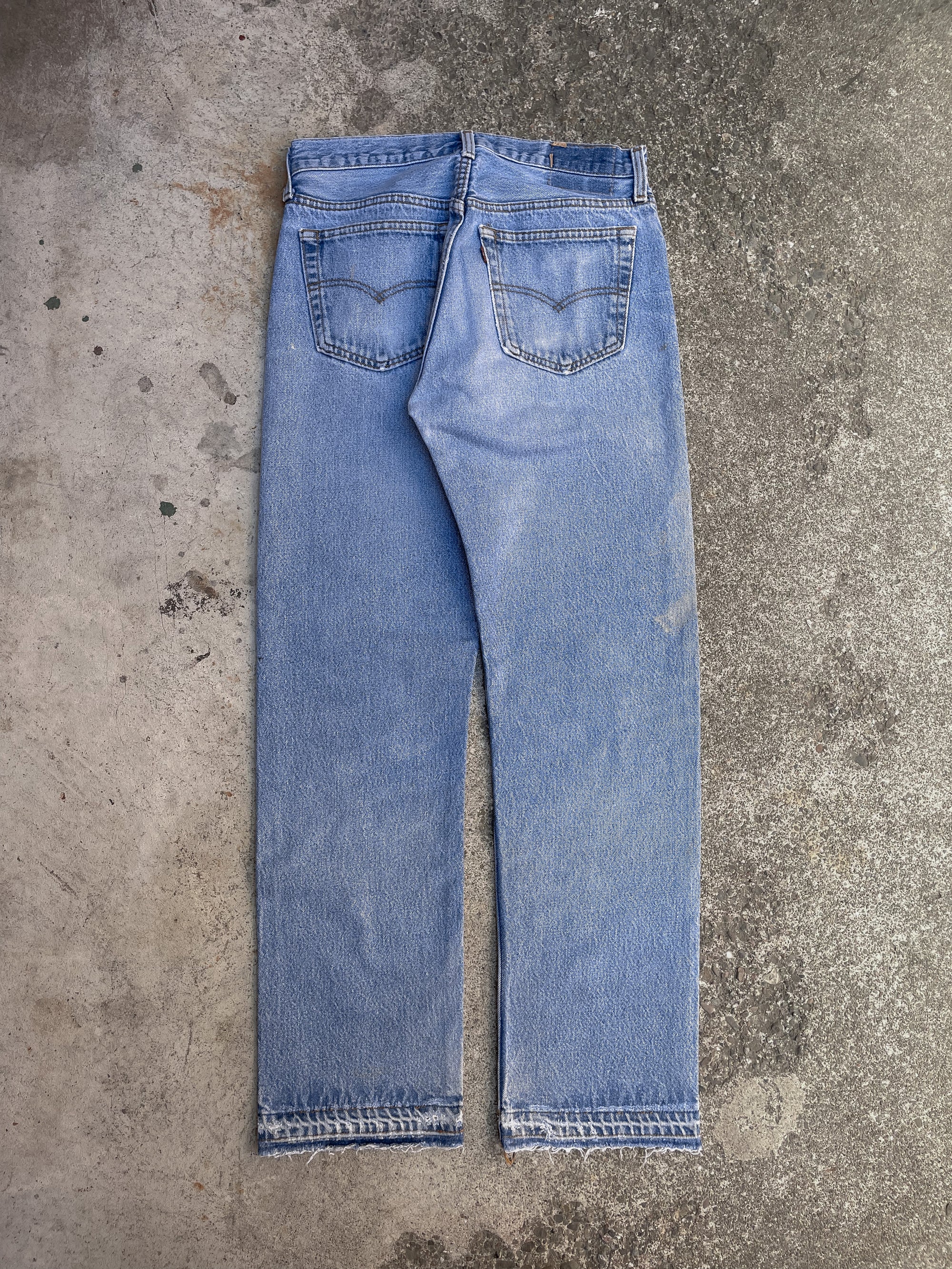 1980s Levi’s Repaired Painted Faded Blue 501 Released Hem (29X29)