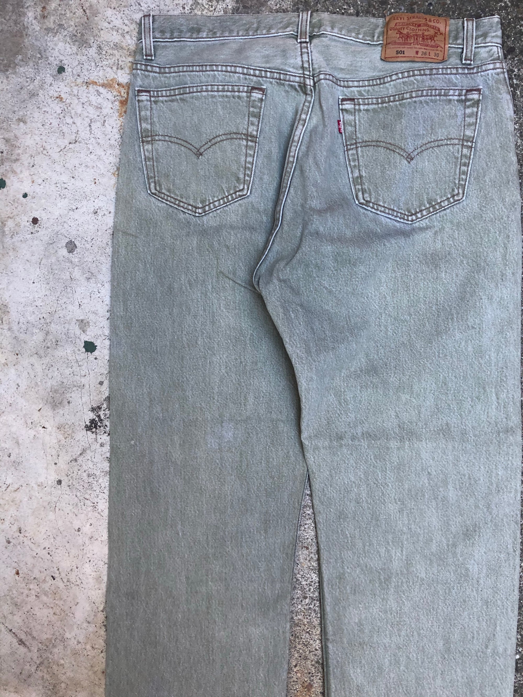 1990s Levis Faded Sage Green 501 (34X27)