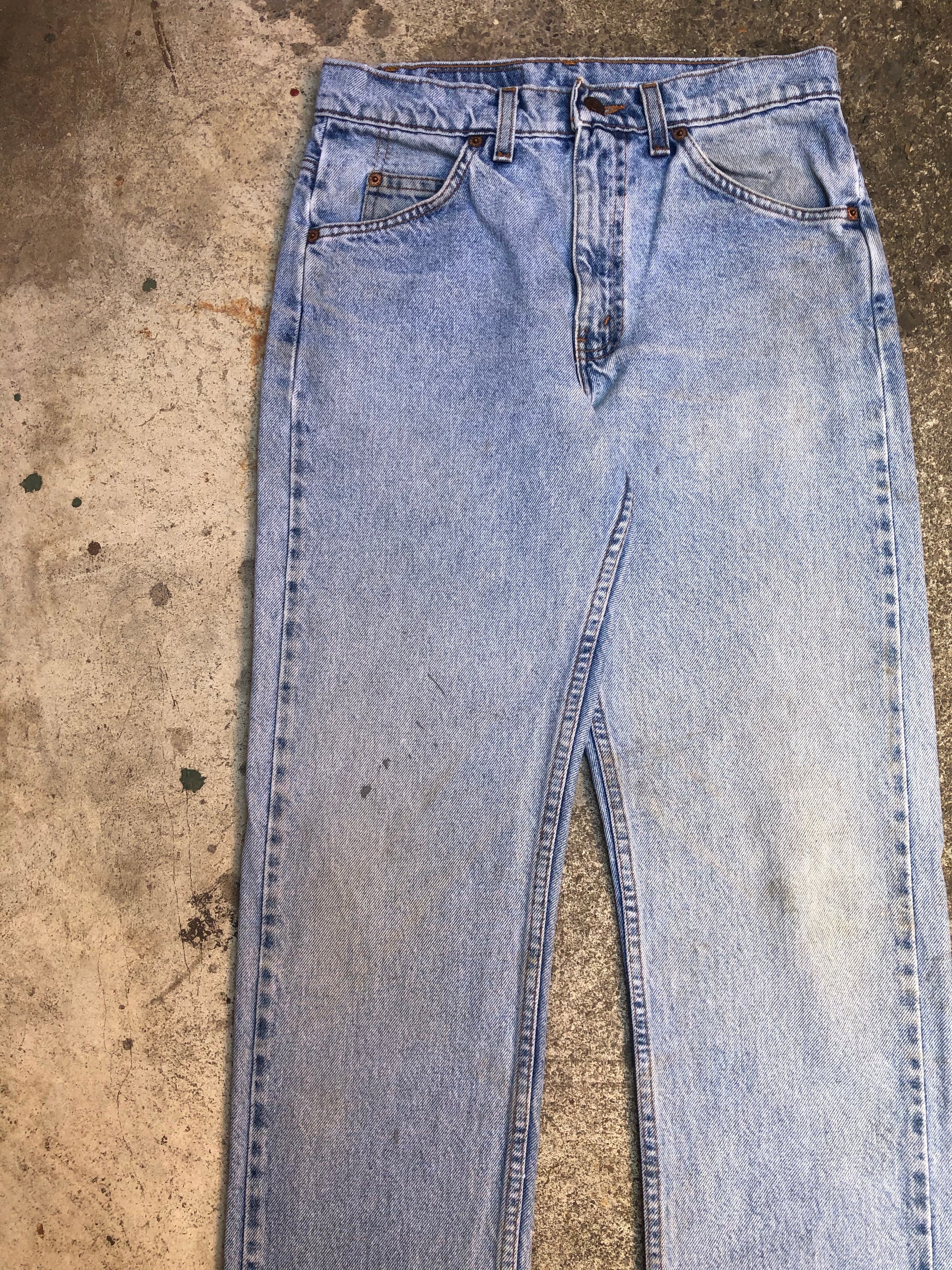 1990s Orange Tab Levis 505 Faded Blue Released Hem (29X32)