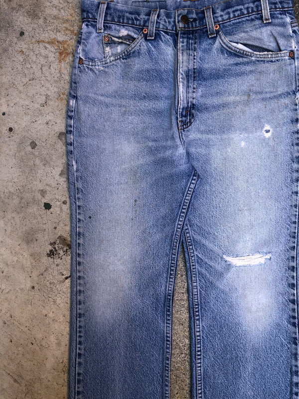 1980s Orange Tab Levis Faded Blue 517 Released Hem (32X28)