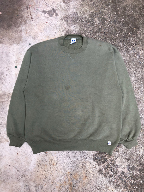 1980s Russell Faded Green Blank Sweatshirt