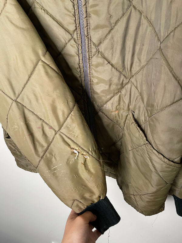 1980s Olive Quilted Liner Jacket Talon Zip