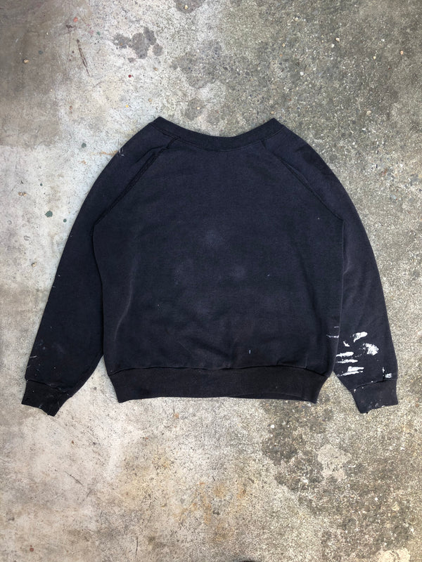 1990s Faded Black Blank Painter Raglan Sweatshirt