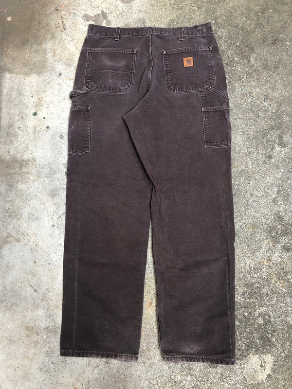 Carhartt B136 Dark Brown Double Front Knee Work Pants (34X31)