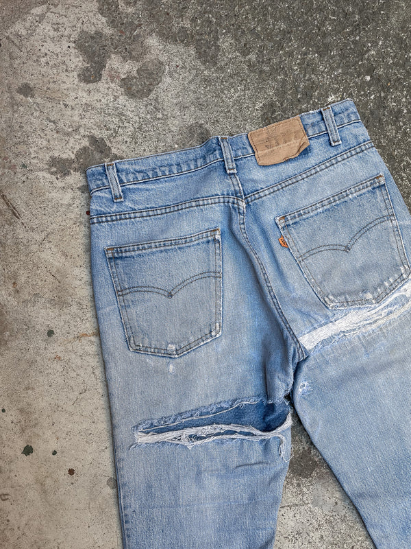 1980s Orange Tab Levi’s Repaired Faded Blue 517 (30X30)