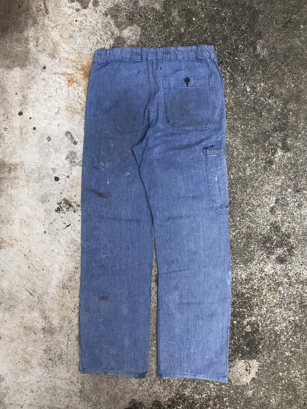1950s Blue Repaired Patchwork French Work Pants (29X30)