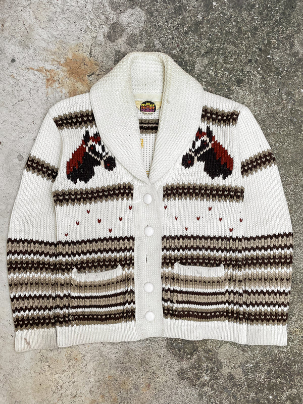 1970s Miller “Horse” Knit Cowichan Cardigan (S)