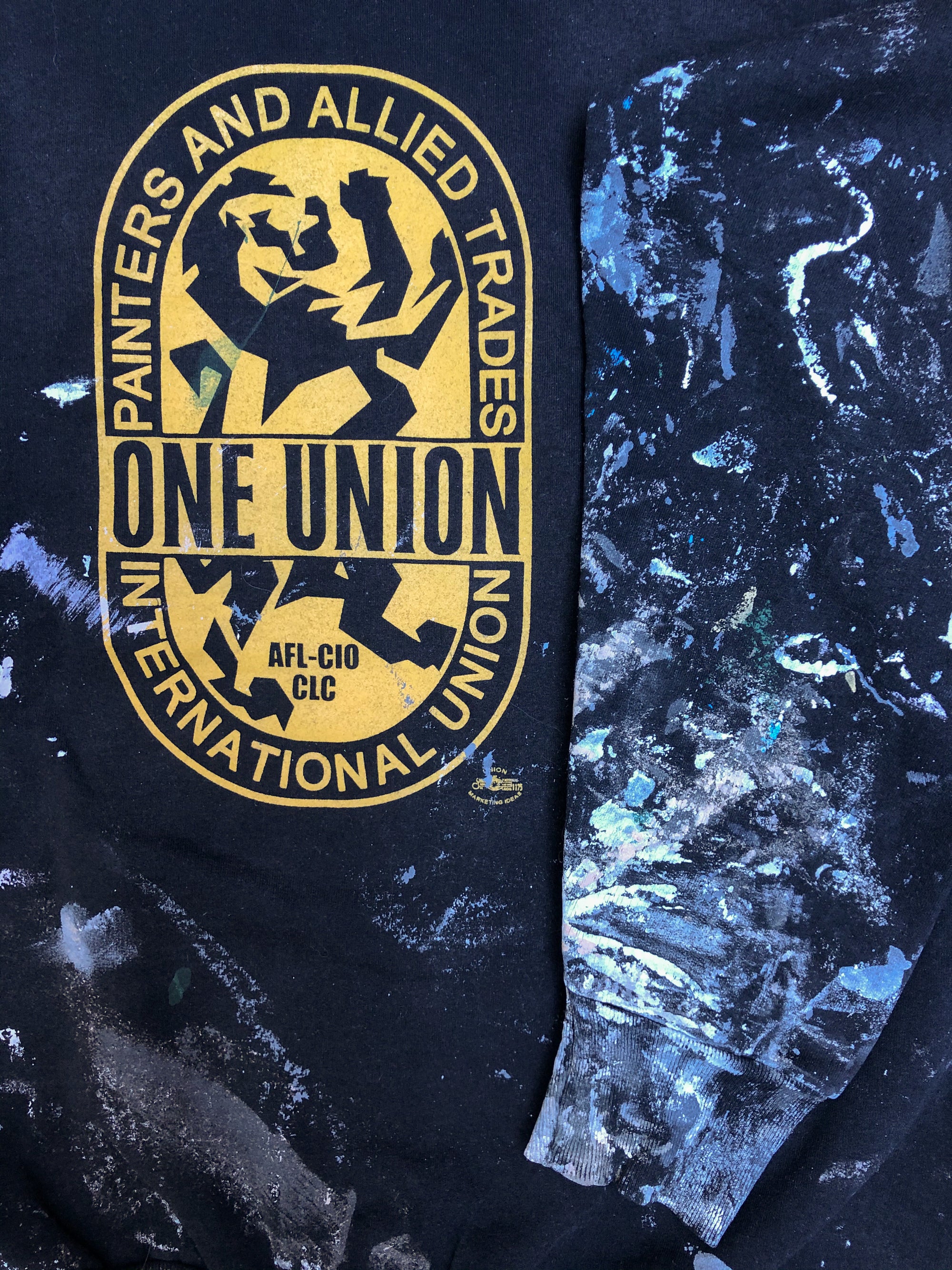 1990s Faded Black Painted “Painters Union” Hoodie