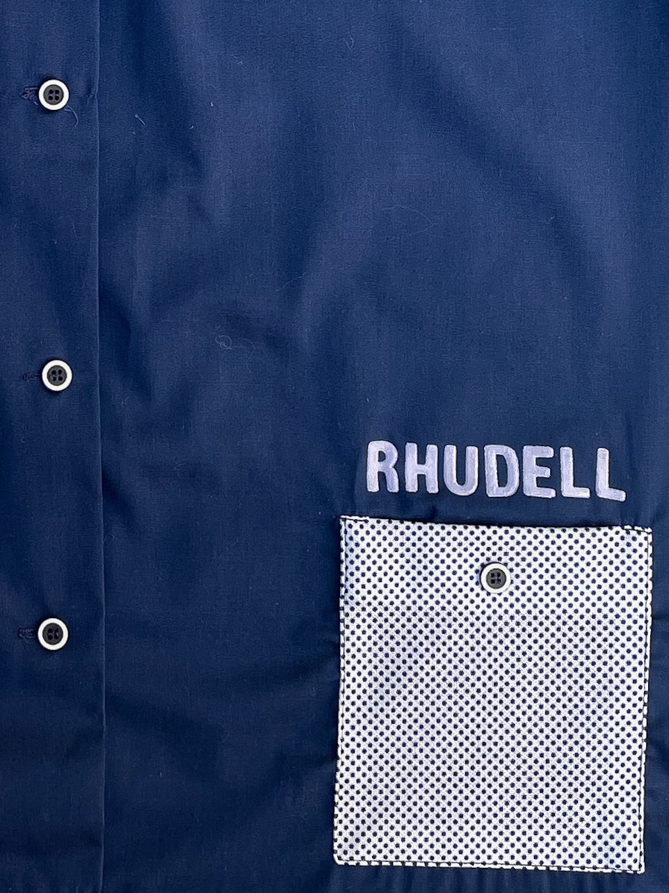 1960s “Rhudell” Navy Polka Dot Bowling Shirt