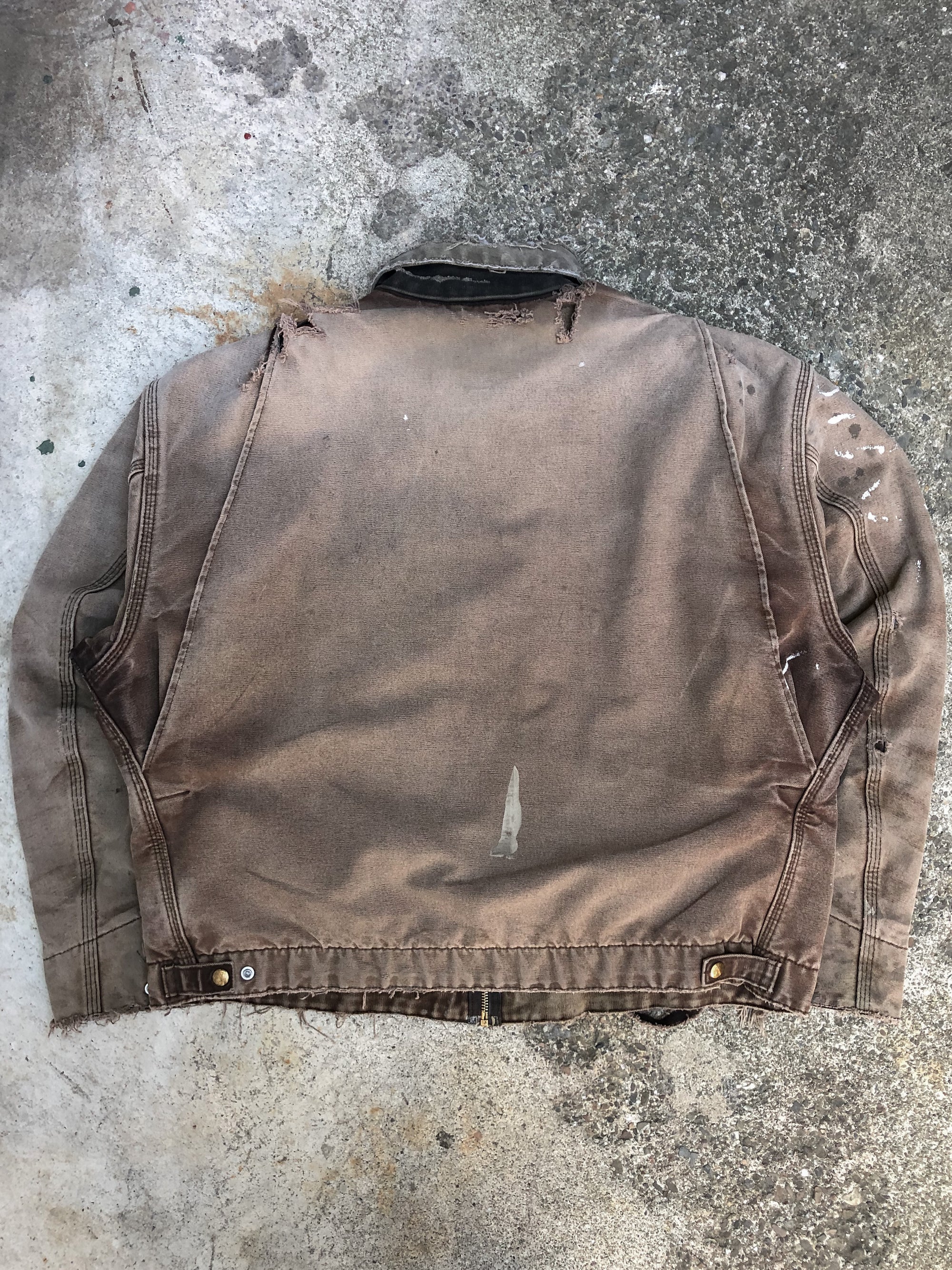 Vintage Carhartt Sun Faded Dark Brown Thrashed Lined Work Jacket (XL)