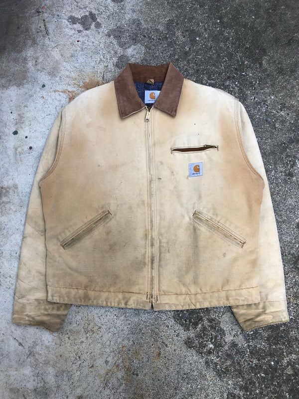 1990s Carhartt Sun Faded Tan Lined Work Jacket