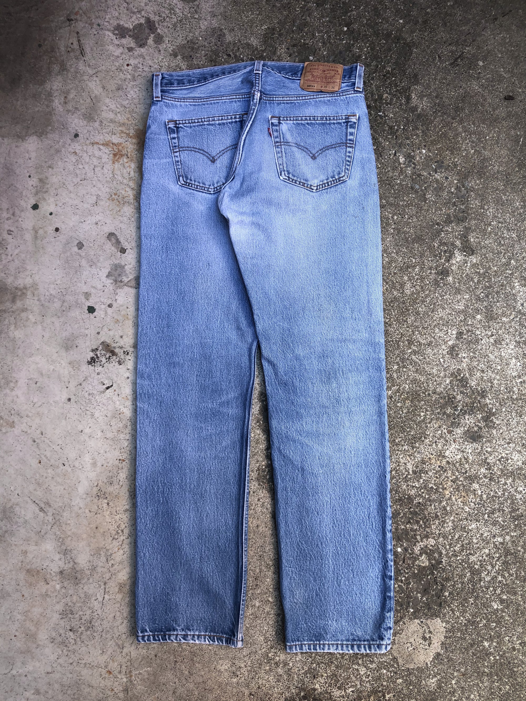 1990s Levis Repaired Faded Blue 501XX (33X31)