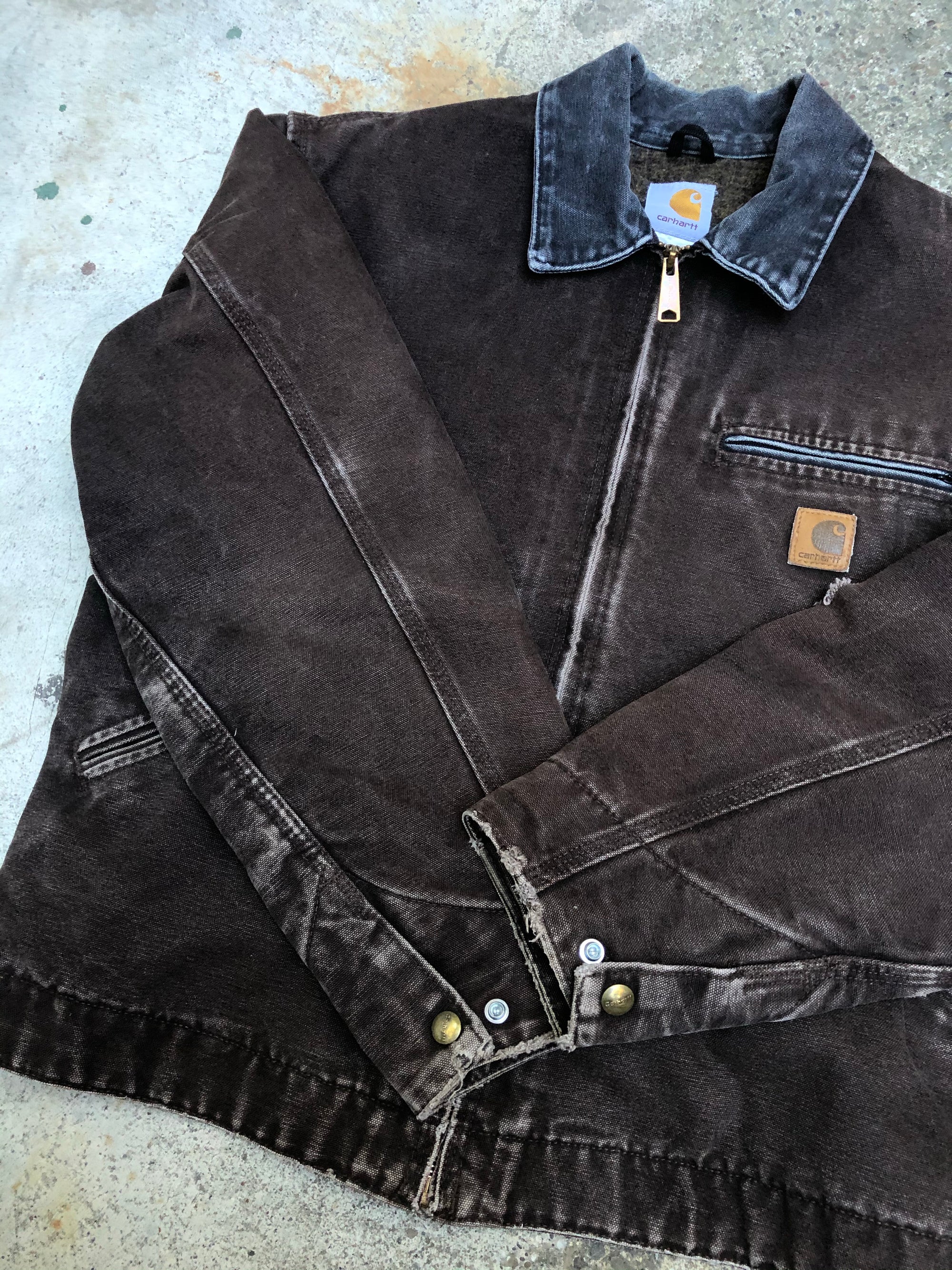 1990s Carhartt Faded Dark Brown Lined Work Jacket