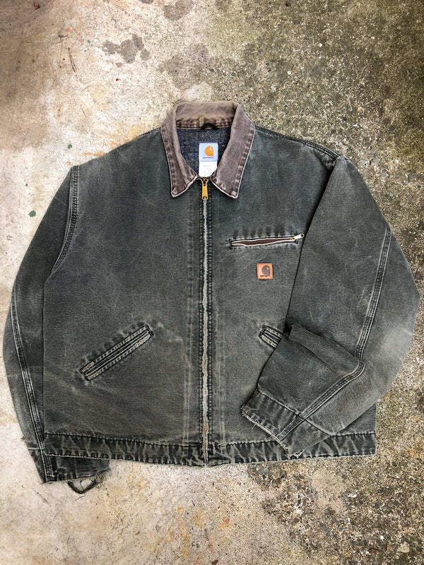 1990s Carhartt Faded Moss Green Lined Work Jacket (XXL)