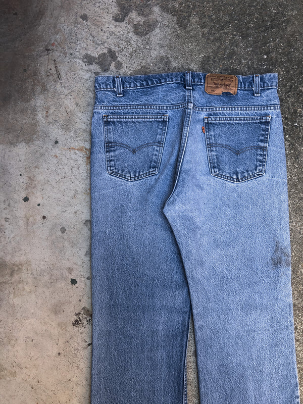 1990s Orange Tab Levis Worn In Blue 517 (36X32)