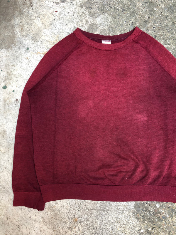 1980s Sun Faded Red Blank Raglan Sweatshirt