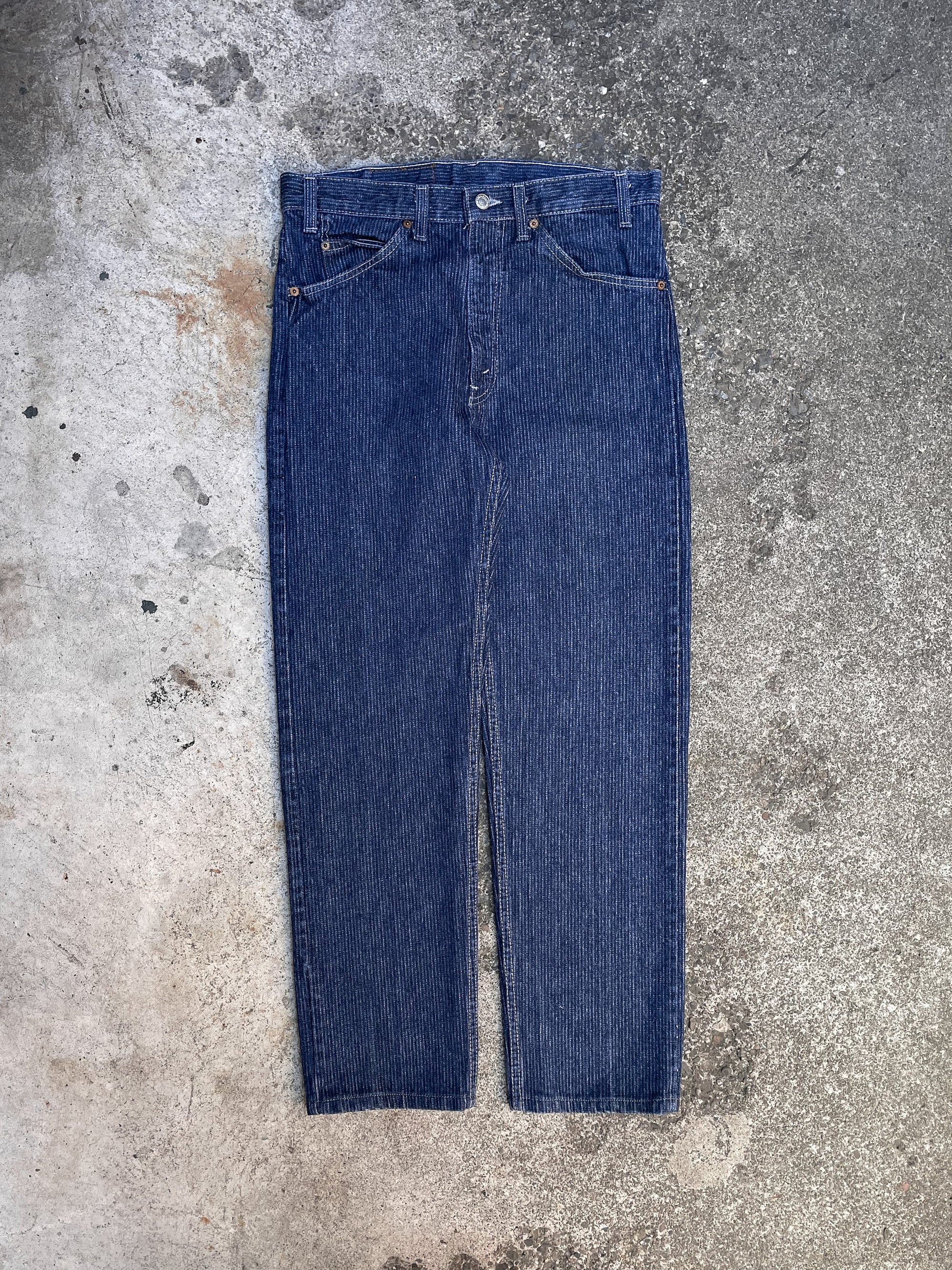 1980s Levi’s Striped Faded Indigo 505 Talon Zip (30X28)