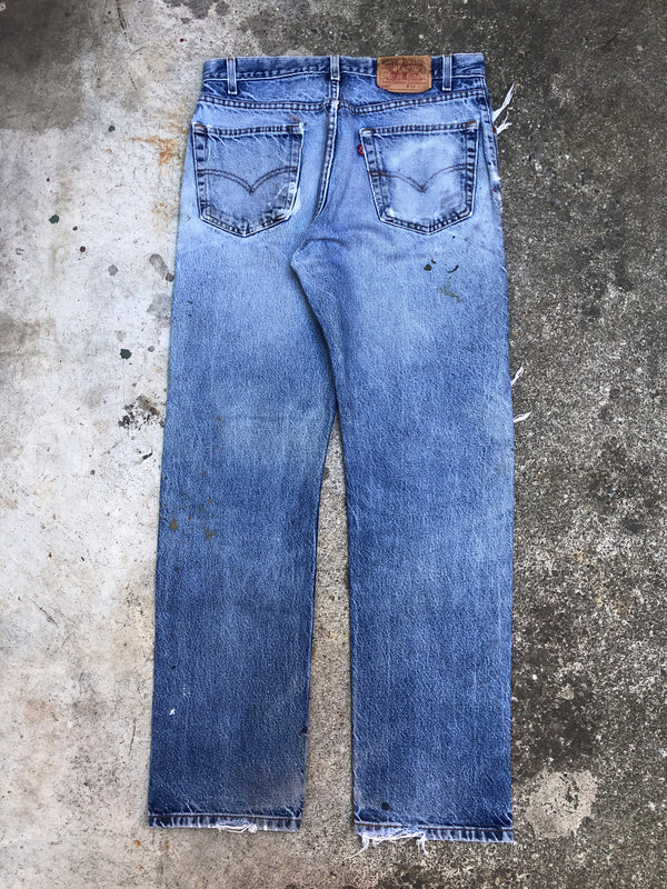 1990s Levis Distressed Painted Blue 505 (33X31)