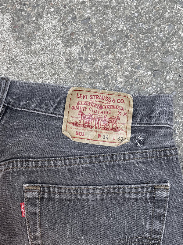 1990s Levis Faded Grey 501 Released Hem (32X30)