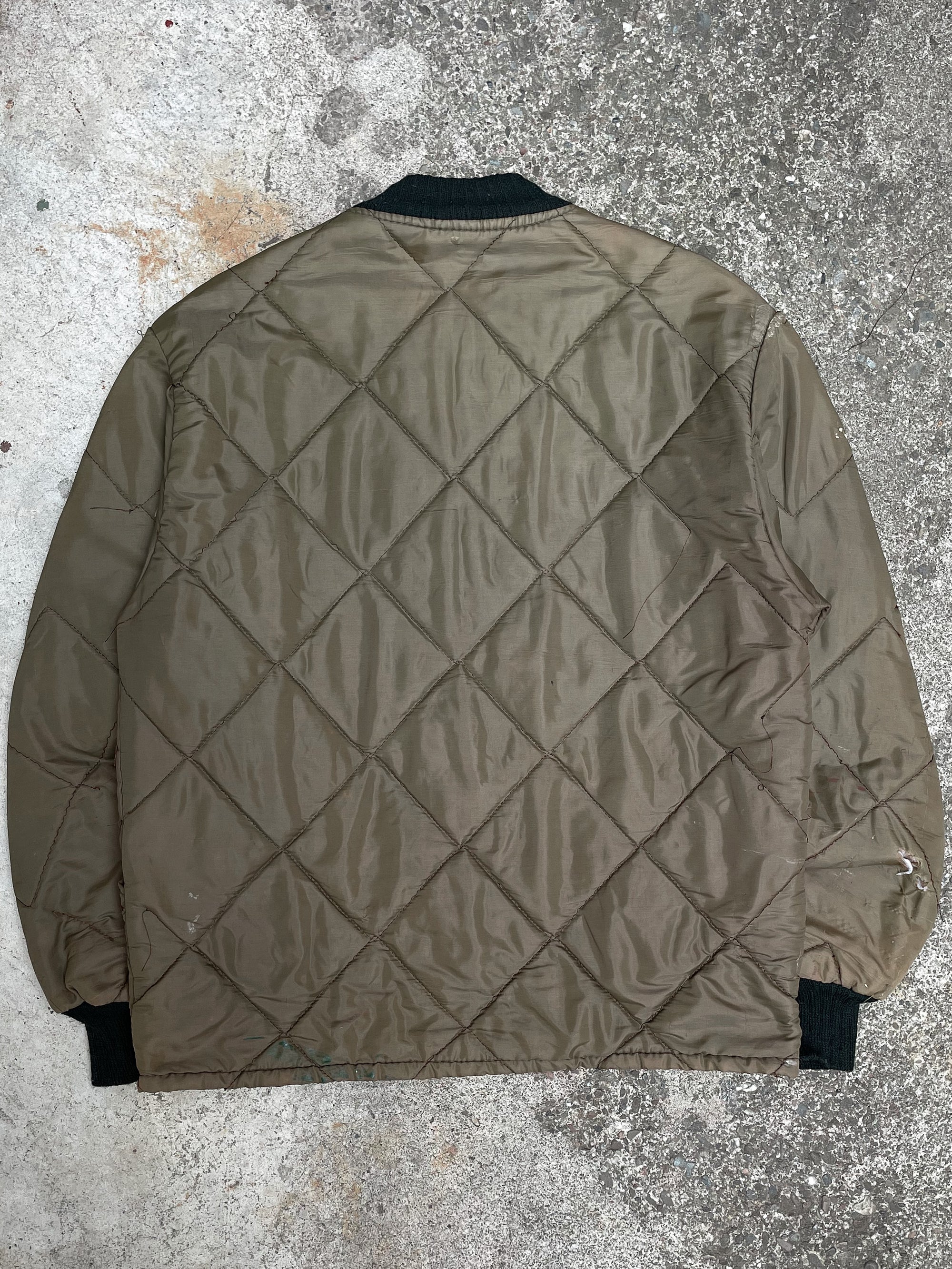 1980s Olive Quilted Liner Jacket Talon Zip