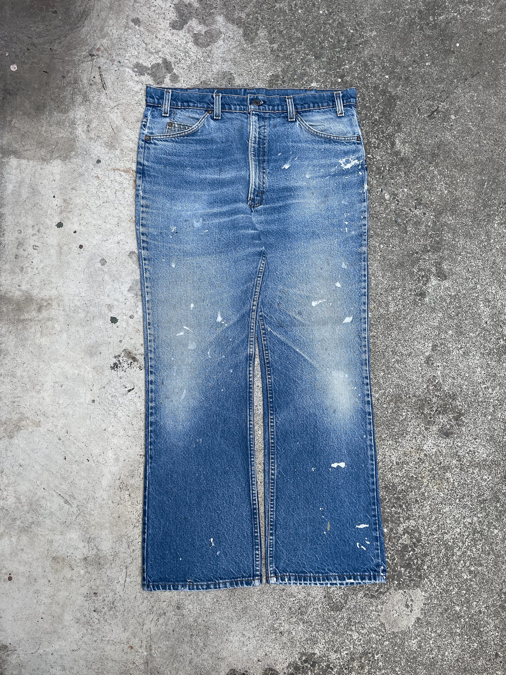 1970s/80s Orange Tab Levi’s Painted Faded Blue 517 Talon Zip (36X29)