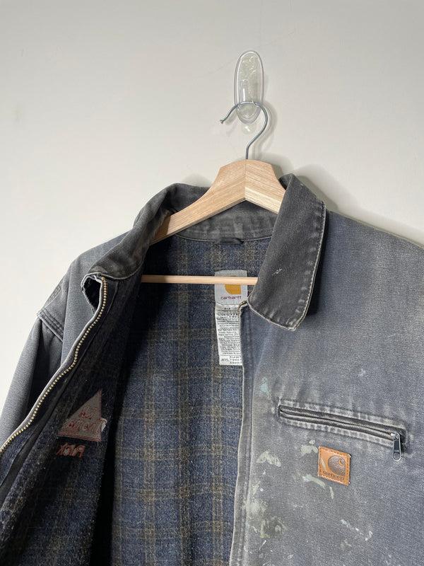 Carhartt “Rick” Painted Faded Petrol Blue Lined Work Jacket (L/XL)