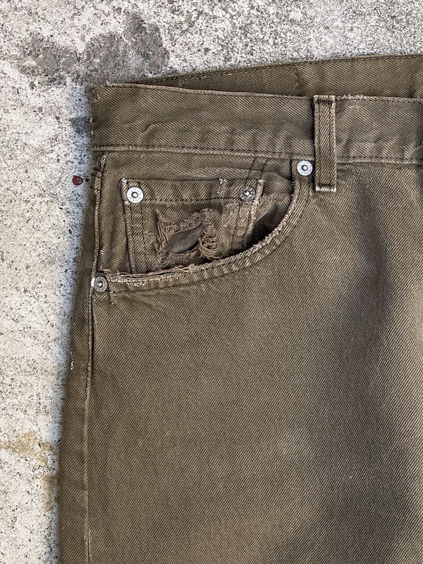 Vintage Levi’s Painted Faded Olive 501 Released Hem (32X30)