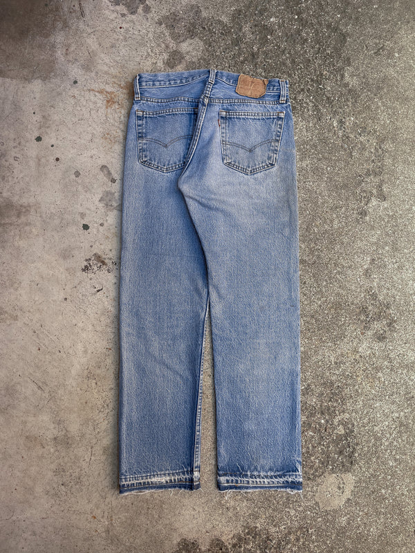 1980s Levi’s Repaired Faded Blue 501 Released Hem (29X28)