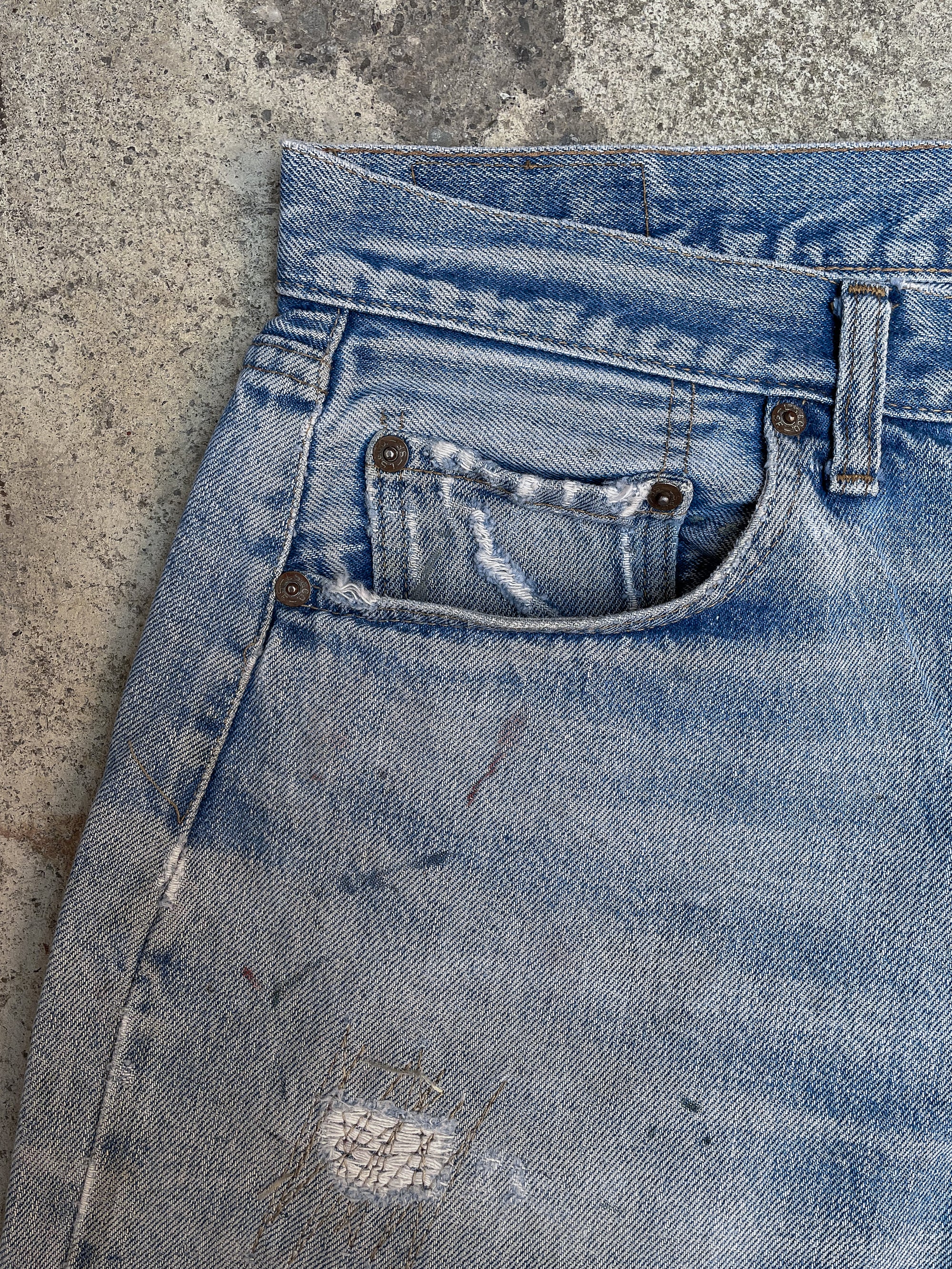 1970s Levi’s Repaired Faded Blue 501 Selvedge (33X31)