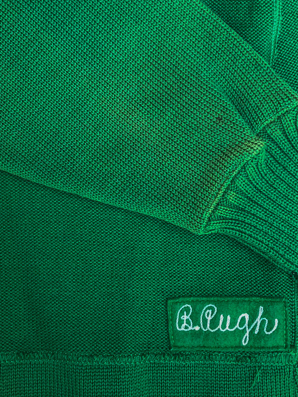 1940s Sun Faded Green “Stratton” Varsity Knit Cardigan