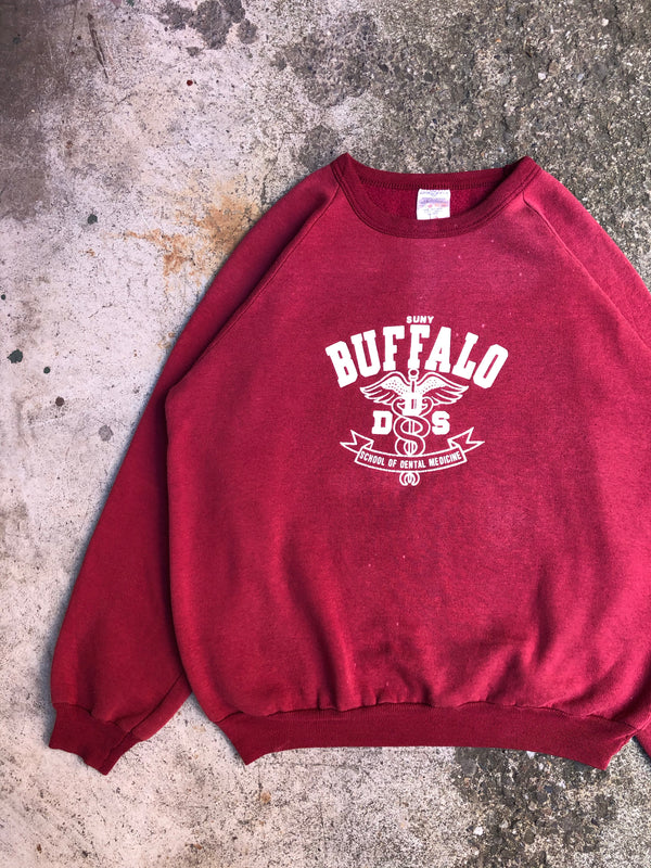 1970s Faded Red “SUNY Buffalo” Raglan Sweatshirt