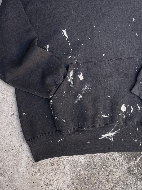 1990s Painted Faded Black Blank Hoodie