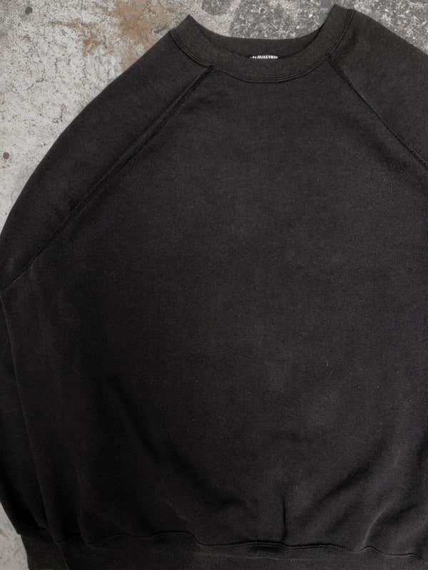 1990s Faded Black Blank Raglan Sweatshirt