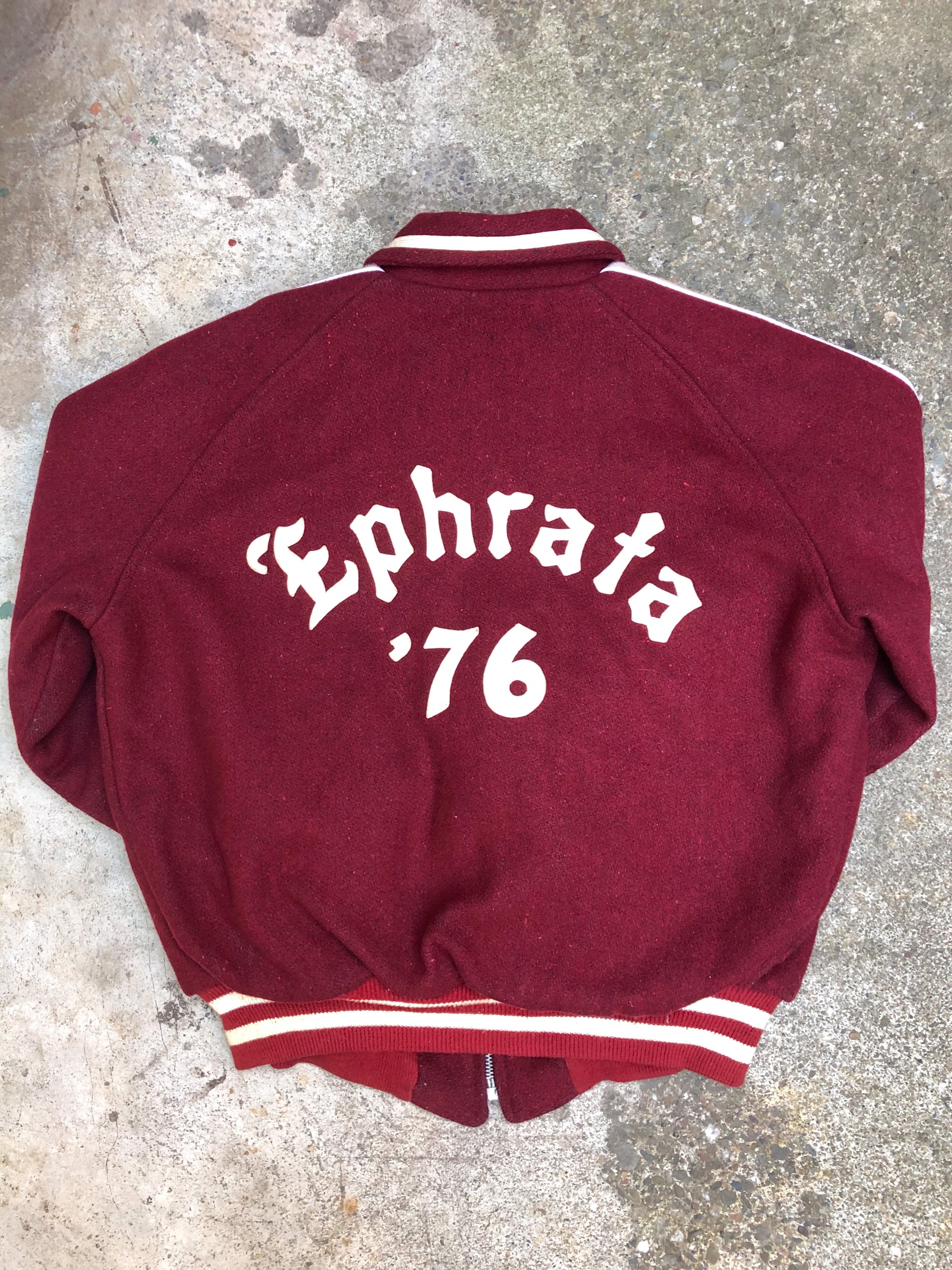 1970s Maroon Chain Stitch “Ephrata” Varsity Jacket