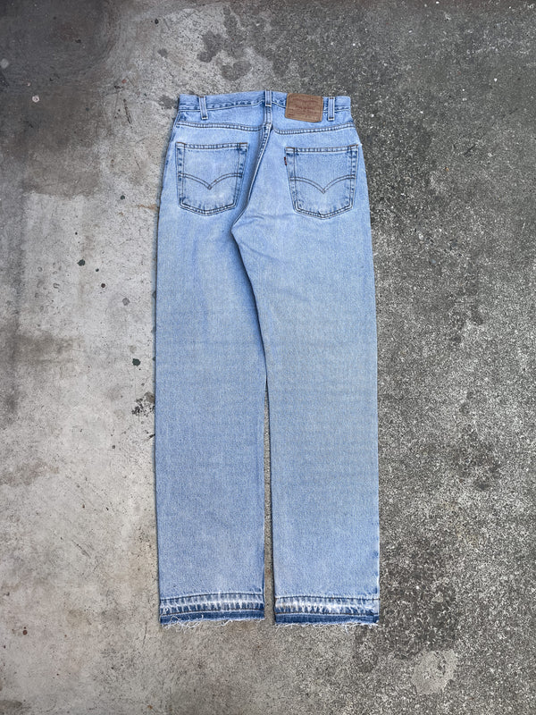 1990s Levis Distressed Faded Blue 505 Released Hem (29X31)