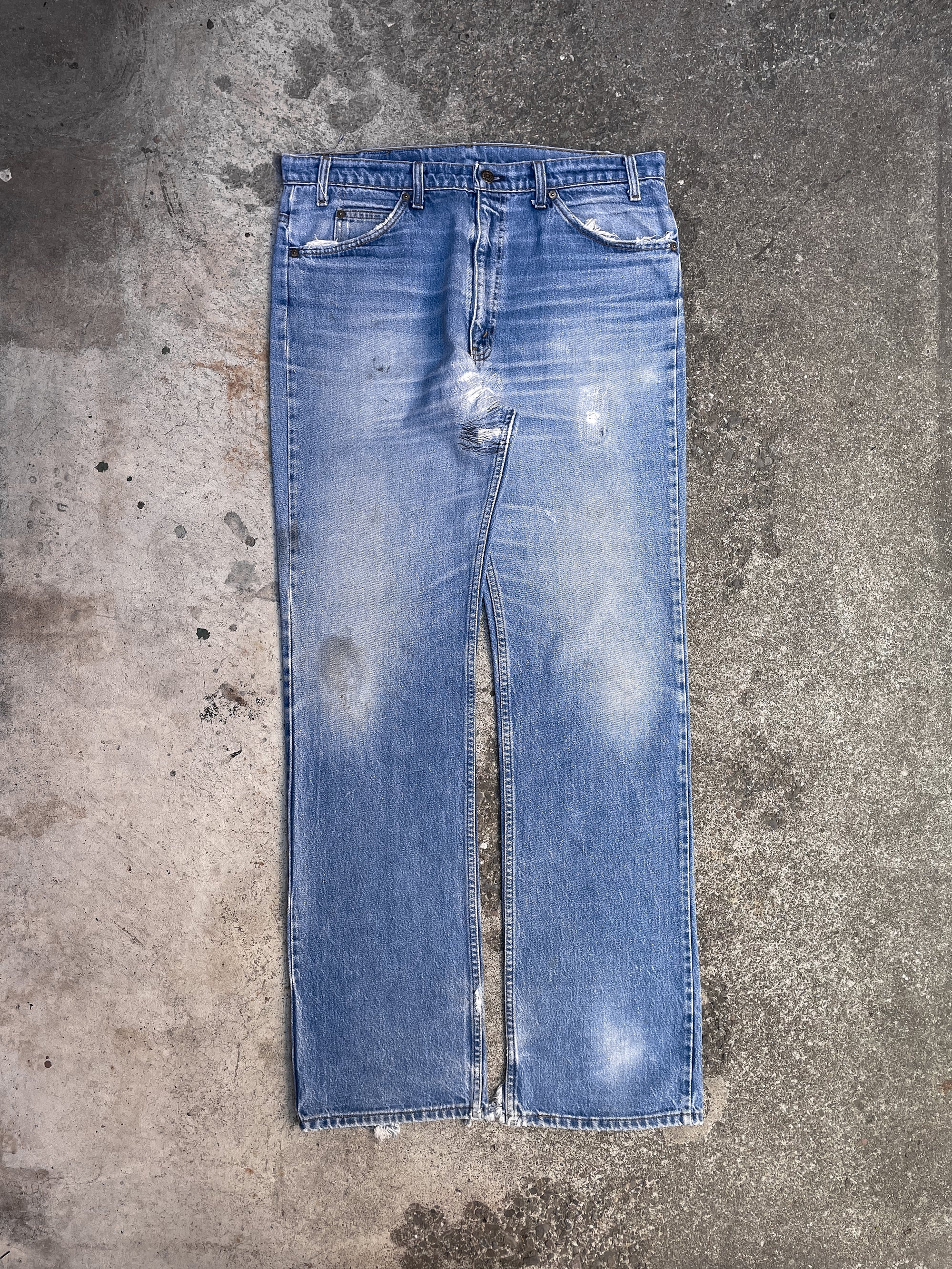 1990s Orange Tab Levi’s Repaired Faded Blue 517 Talon Zip (36X34)