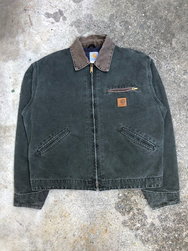 1990s Carhartt Faded Green Lined Work Jacket