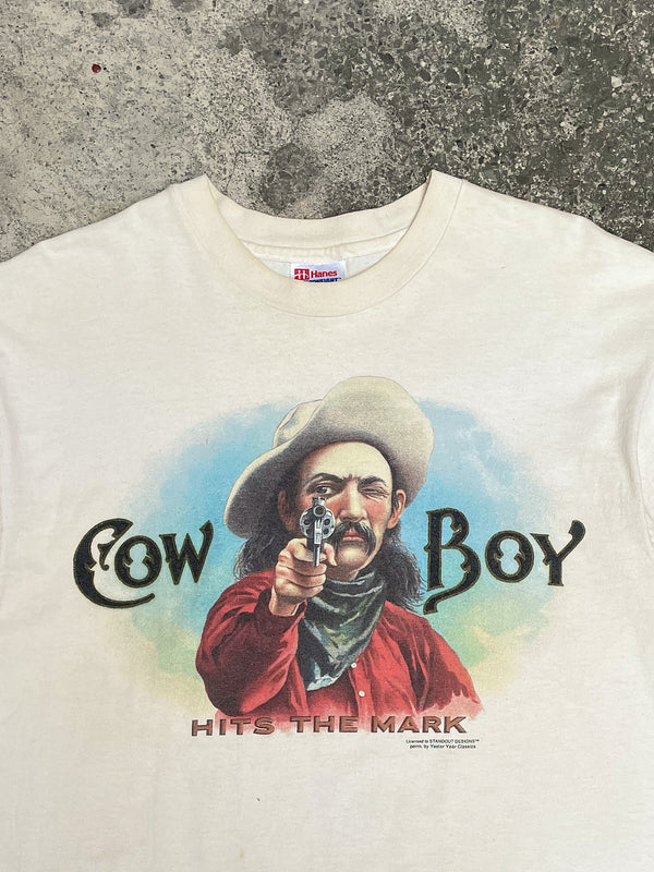 1990s “Cowboy Hits The Mark” Single Stitched Tee (L)