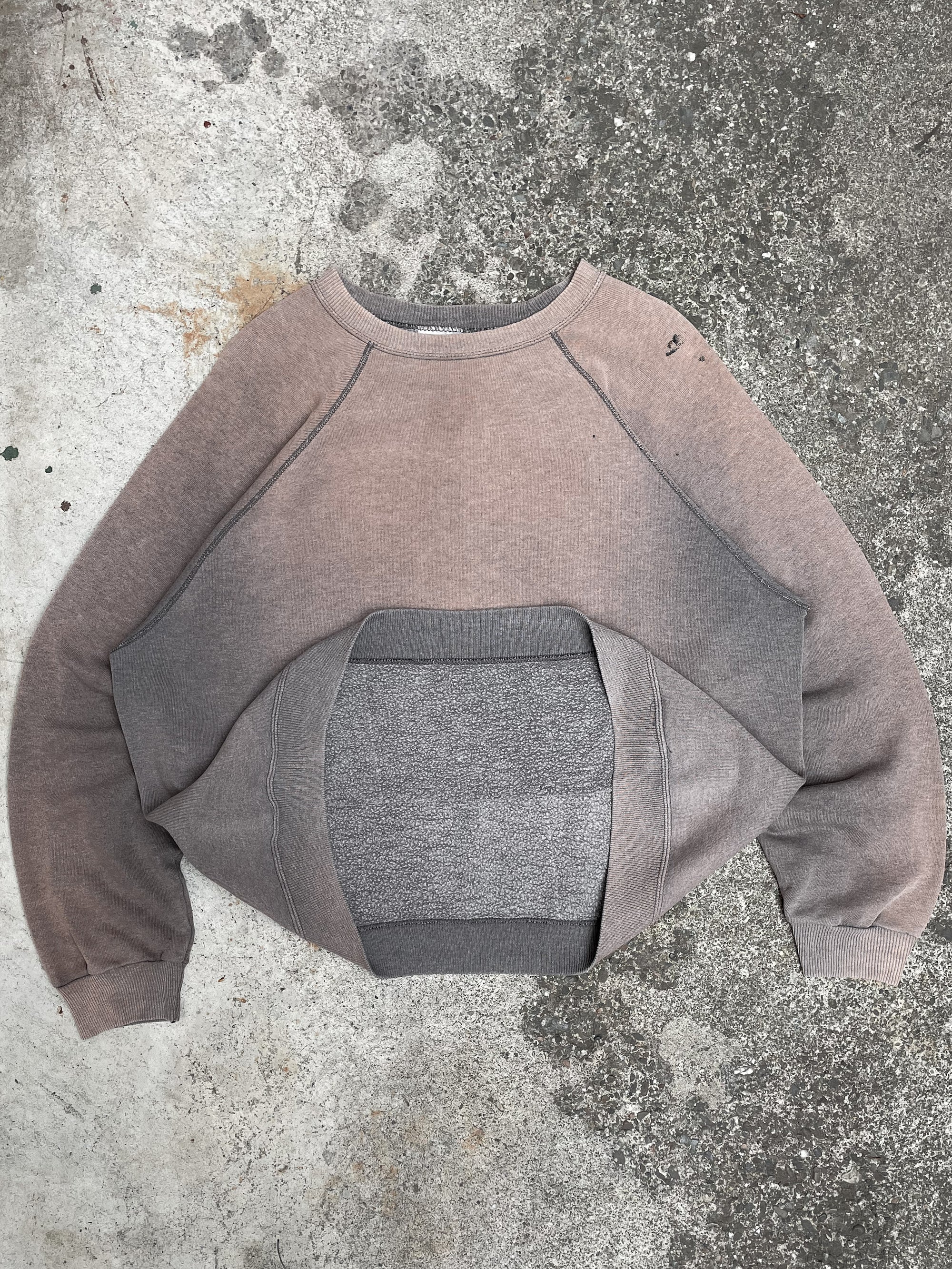 1990s Sun Faded Grey Raglan Sweatshirt (L/XL)